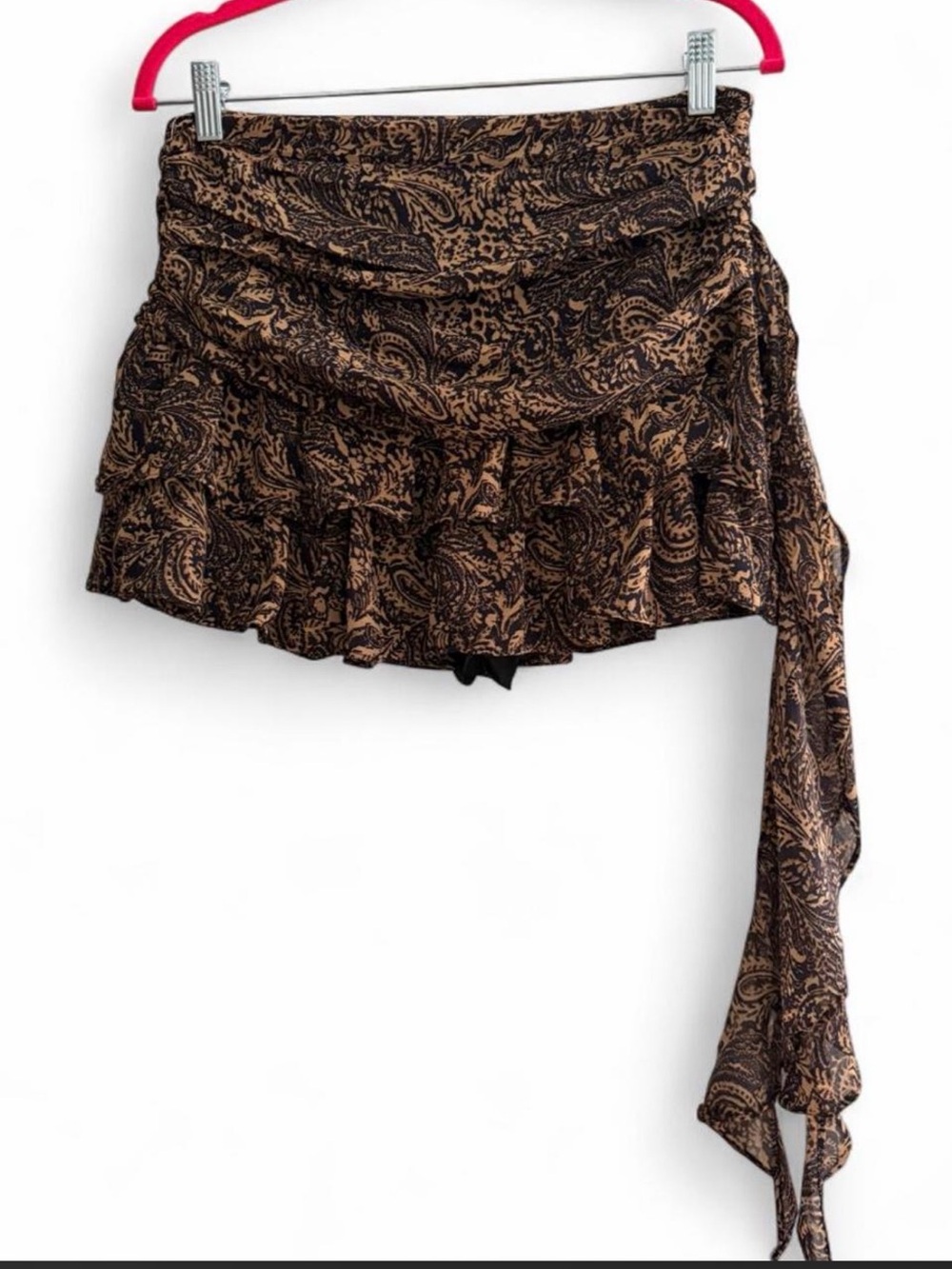 Amber Sky Paisley Ruffle Mini Skort